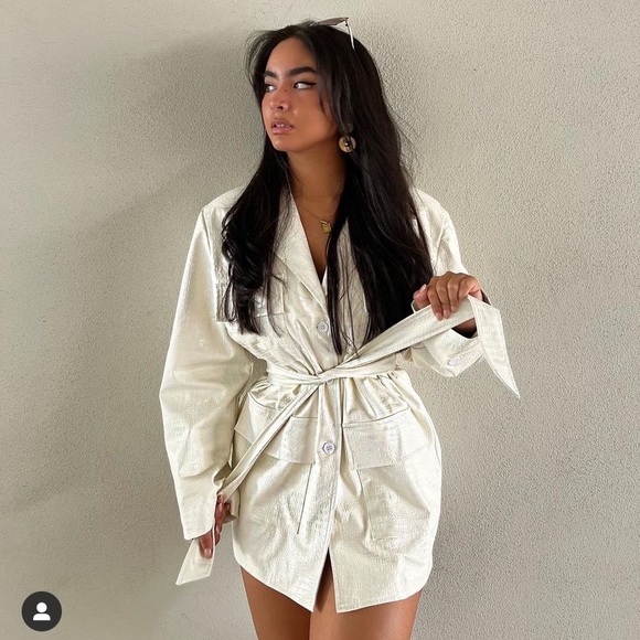 Lioness Jackets & Blazers - LIONESS OFF White Crocodile Trench Coat